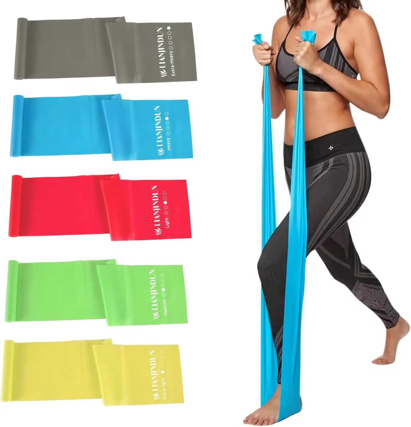 Yoga Fitness Resistance Band - 5 Pcs Latex-Free Resistance Bands for
