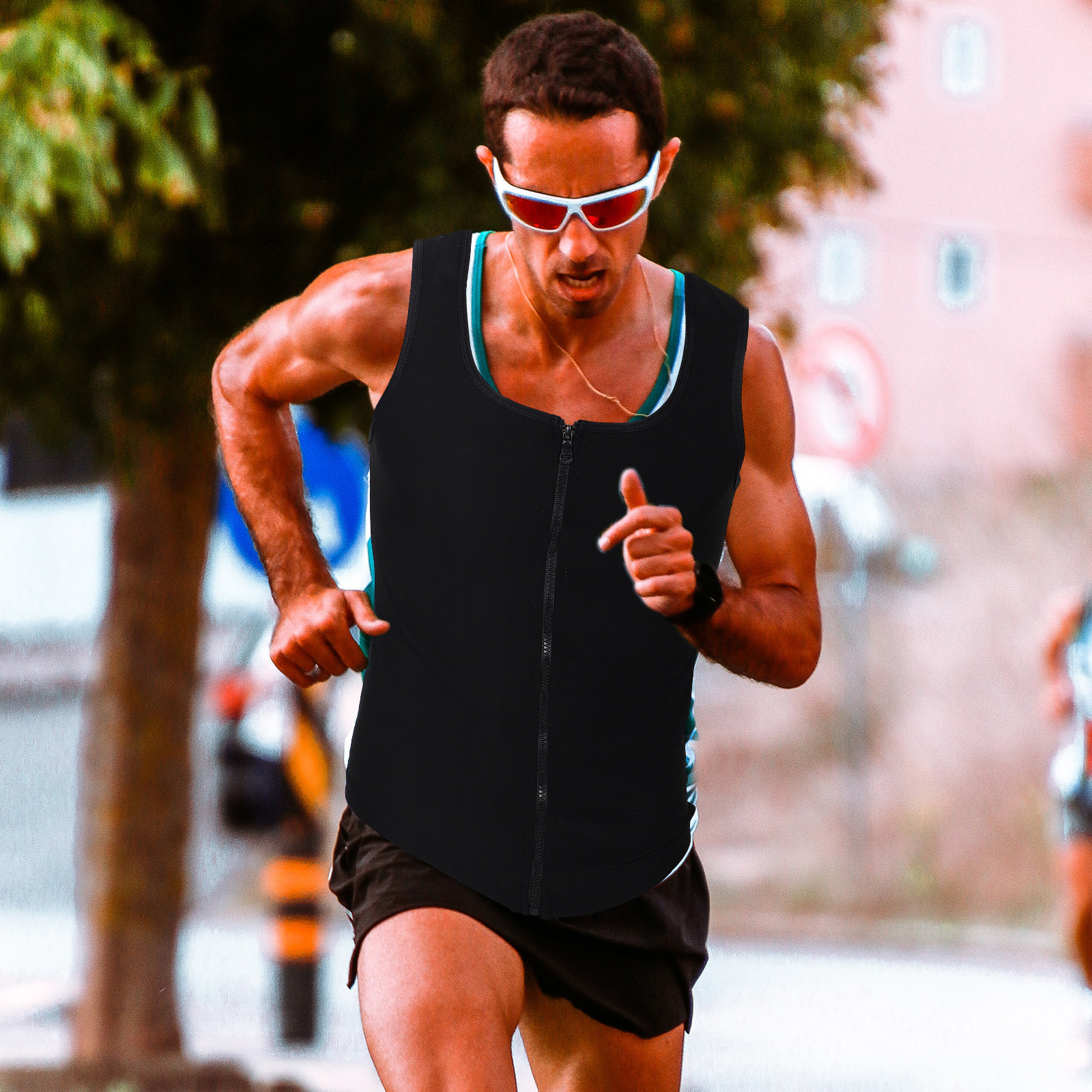 Yoga Fitness Gear - Mens Zip Up Sweat Vest Workout