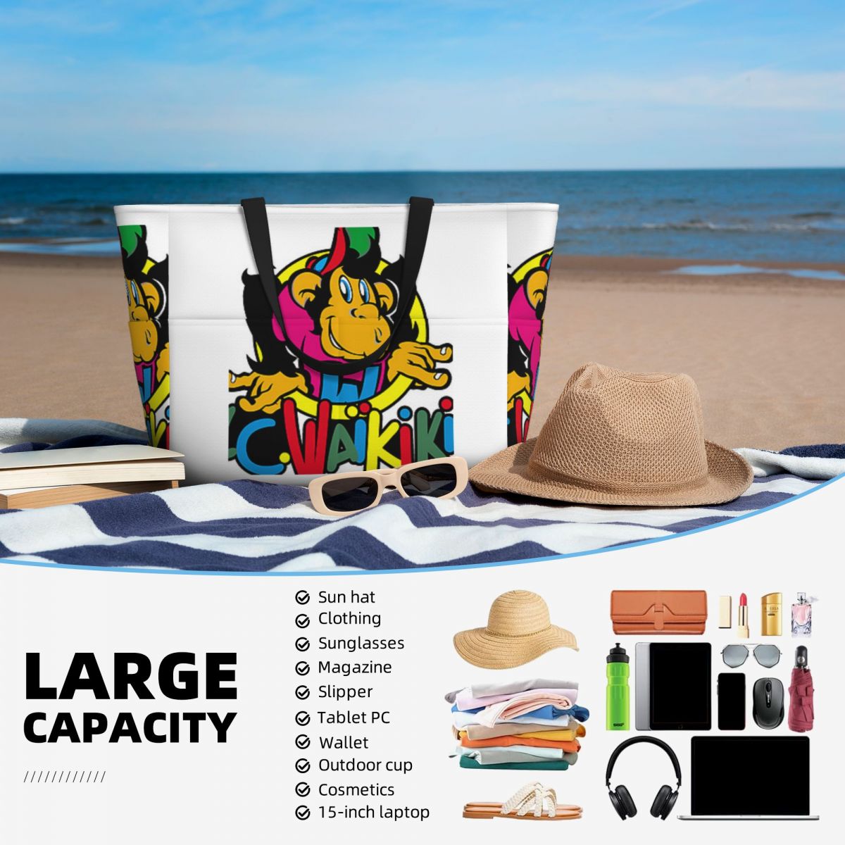 Monkey Lc Waikiki Singe Beach  - Yoga Fitness Tote recensie en prijs