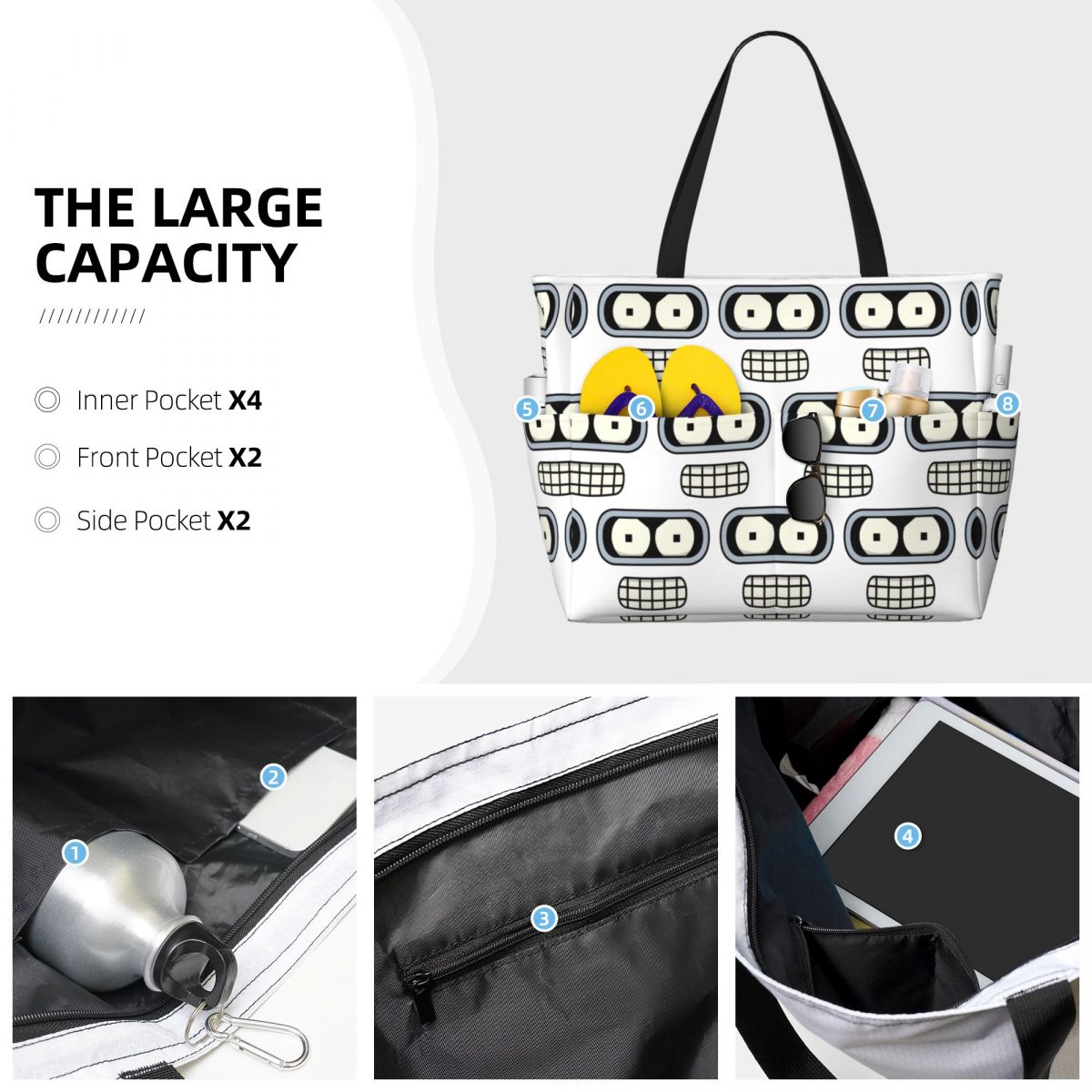 Bender's Face Beach Tote Bag S - Yoga Fitness Tote recensie en prijs