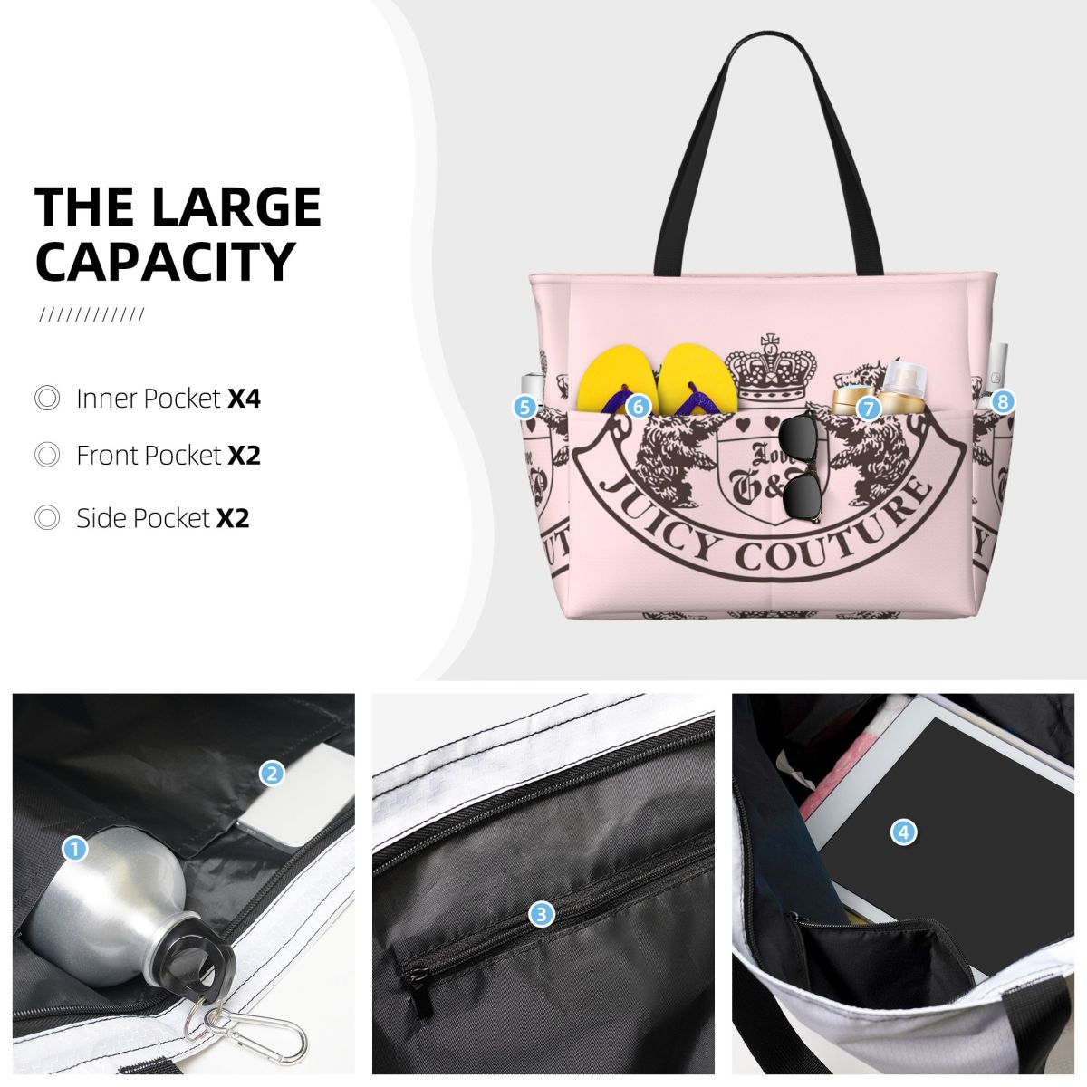 Y2k Juicy Couture Crest Beach  - Yoga Fitness Tote recensie en prijs