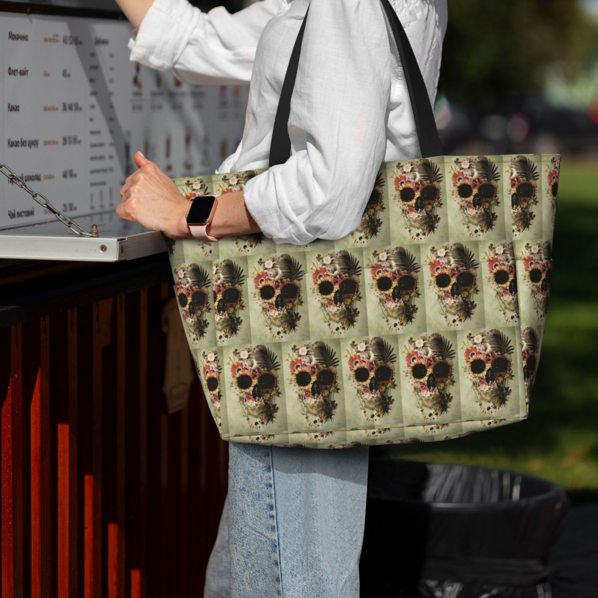 Garden Skull Light Beach Tote  - Yoga Fitness Tote recensie en prijs