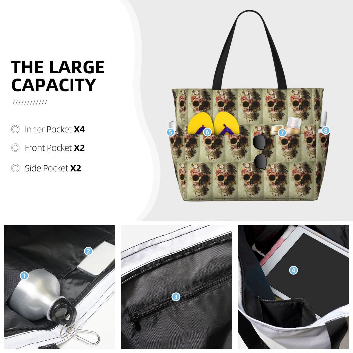 Garden Skull Light Beach Tote  - Yoga Fitness Tote recensie en prijs