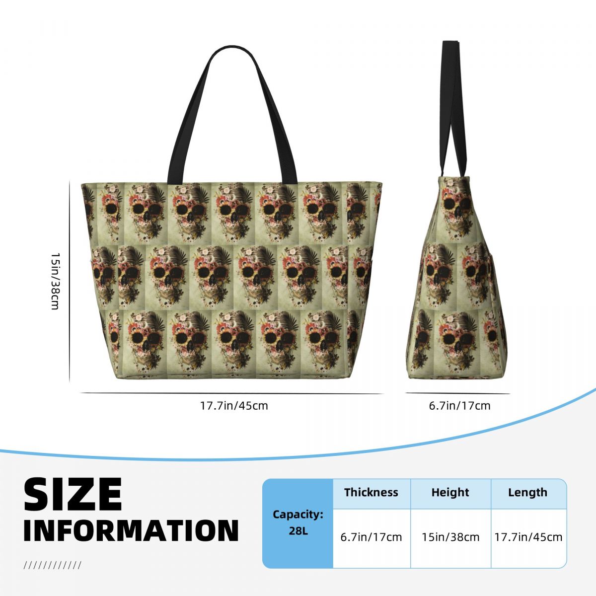 Garden Skull Light Beach Tote  - Yoga Fitness Tote recensie en prijs
