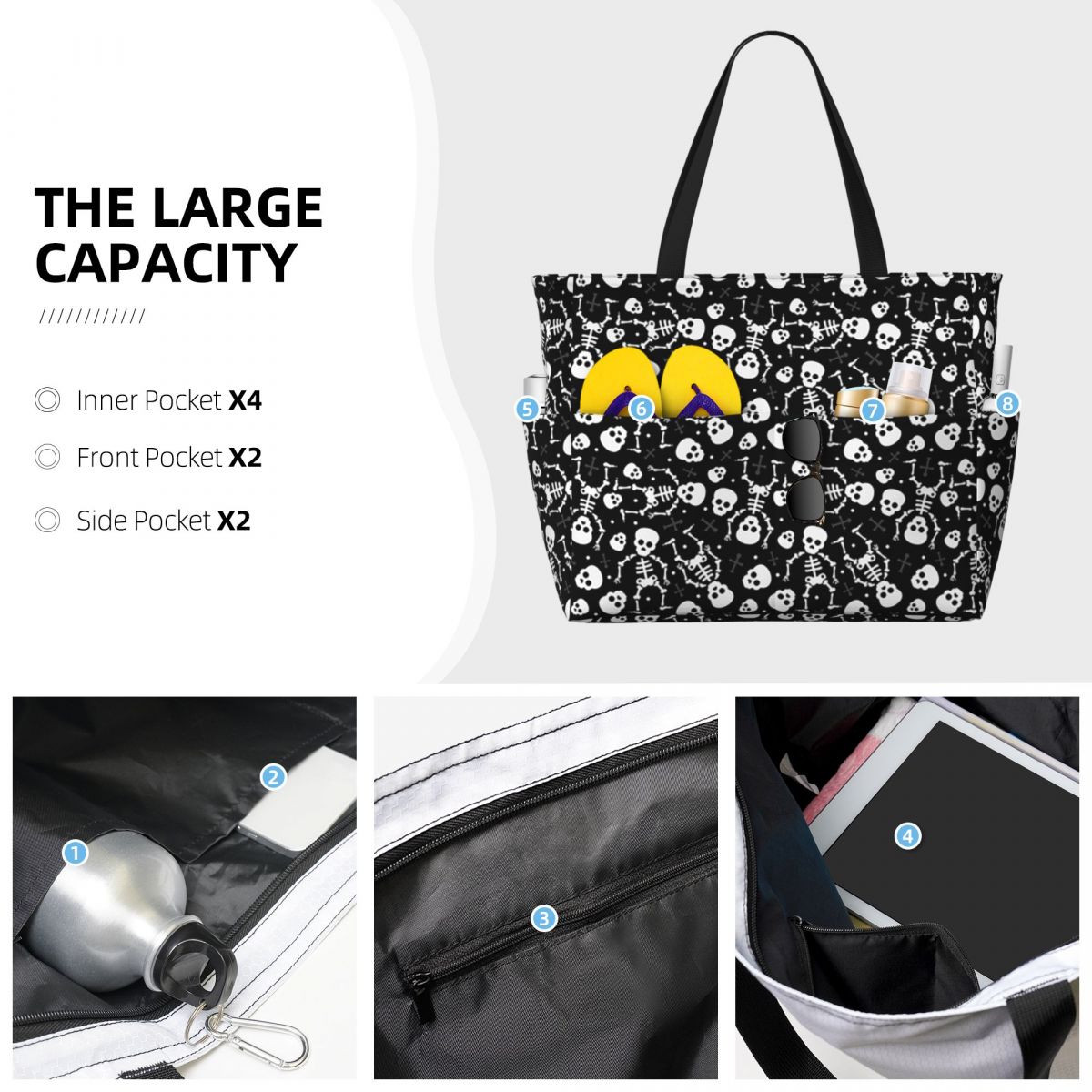 Skull Floral Rose Thorn Gothic - Yoga Fitness Tote recensie en prijs